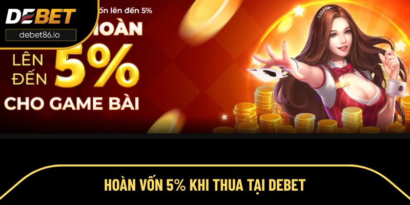 Hoàn vốn 5% khi thua tại Debet